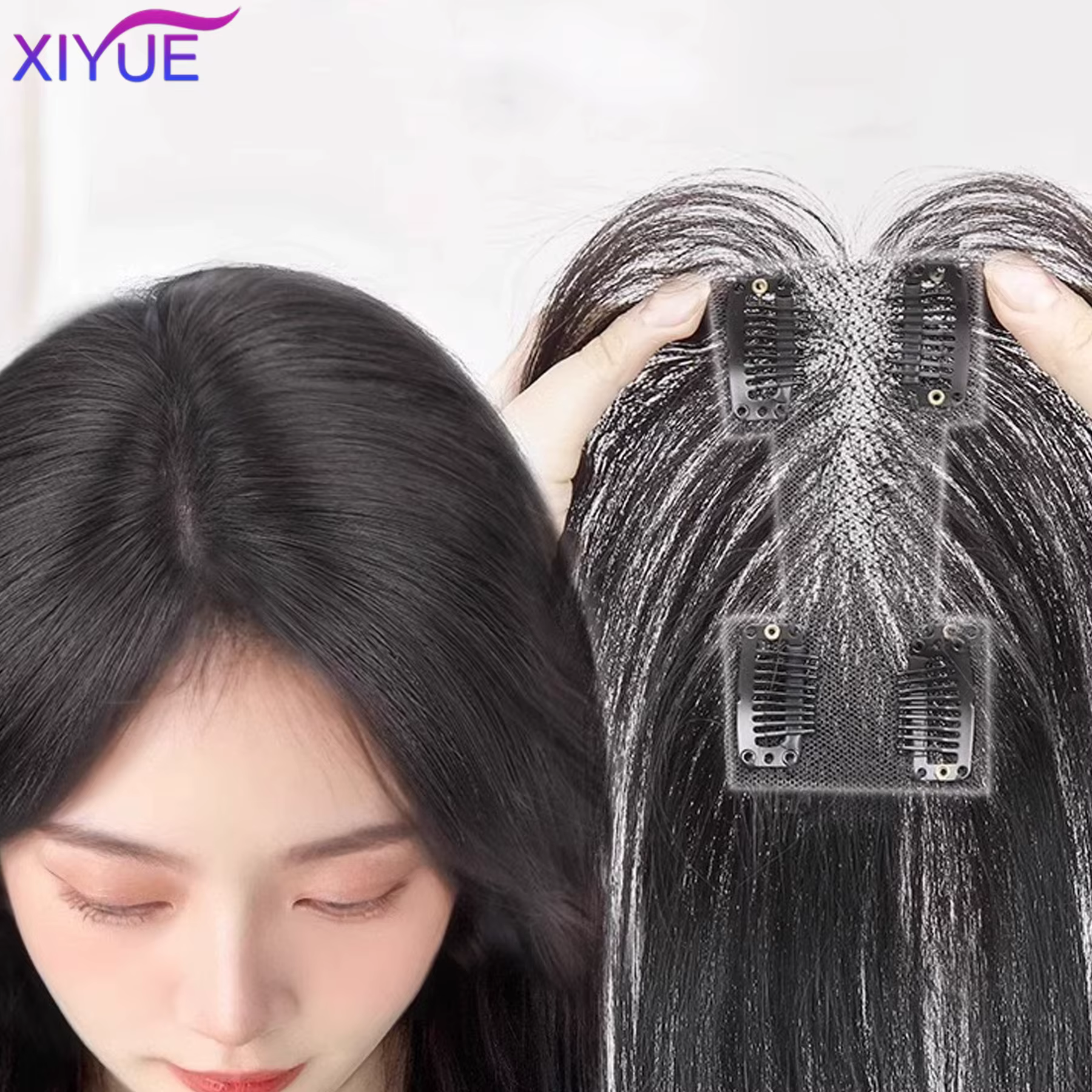 Frange 3D Invisible sans couture, cheveux ondulés à l'eau, frange à Air, couverture de remplacement 