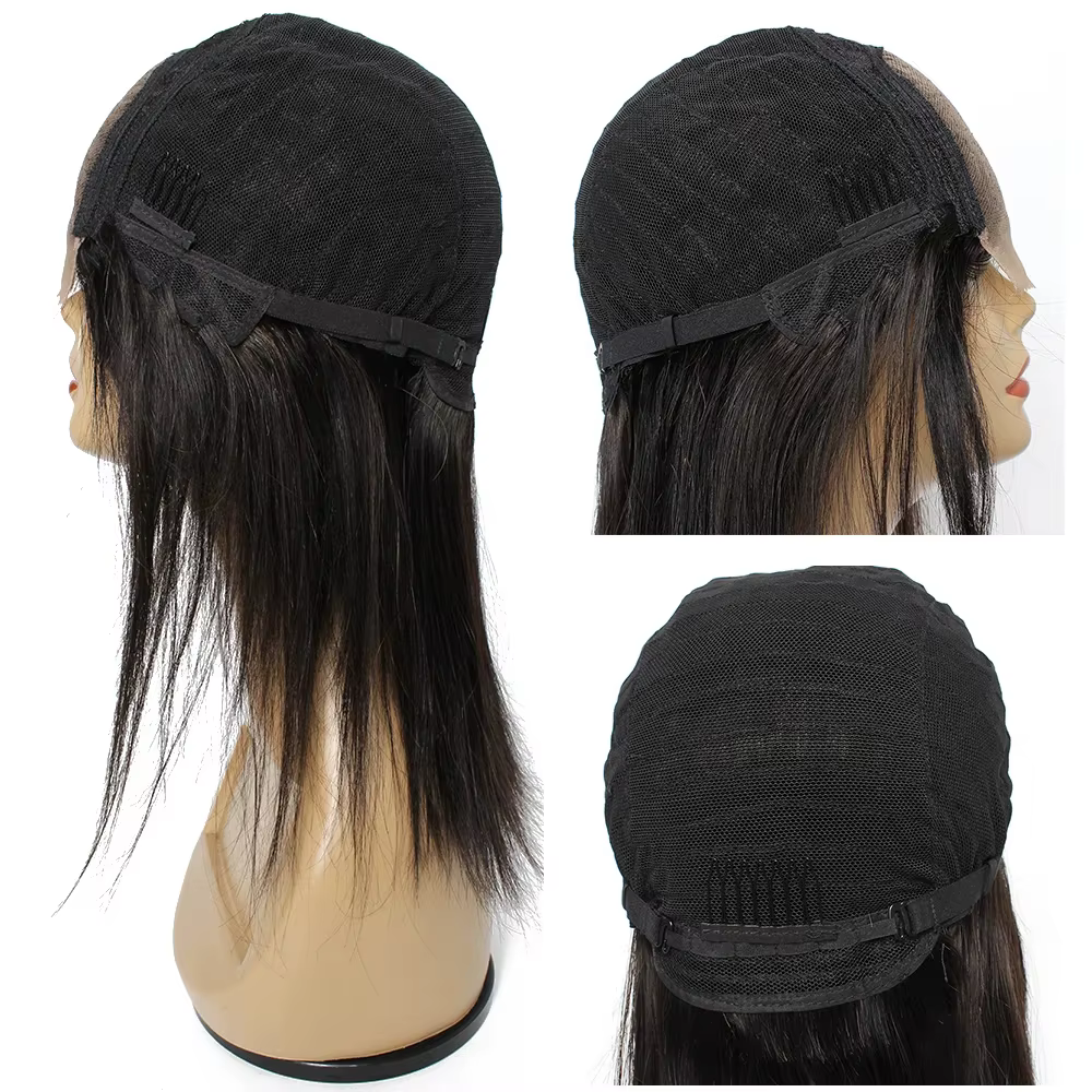 Perruque Lace Closure 4x4 de 12-18 pouces en cheveux humains pour femme noire, perruque Lace T Part