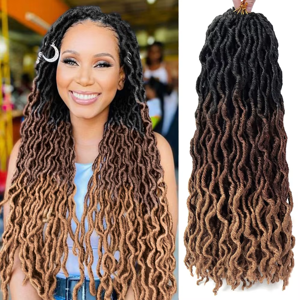 Déesse Faux locs Crochet cheveux 6 paquets/Lot doux gitane Locs ondulés Crochet tresses synthétiques