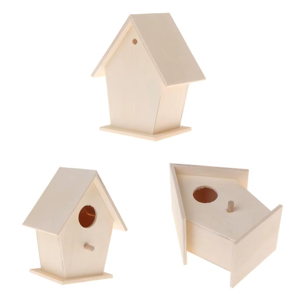 Nichoir à oiseaux en bois pour l'extérieur, à peindre, nichoir fait à main avec perchoir pour petits