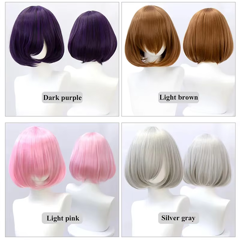 Snoya 35 cm synthétique court bob cheveux raides avec frange variable Lolita rose vert blond rouge c