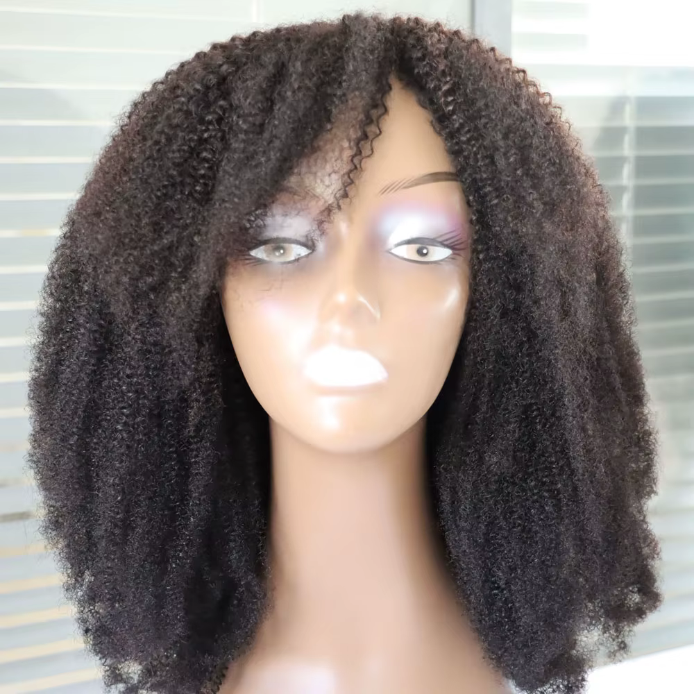 Perruque de cheveux humains longs bouclés 4C, cheveux brésiliens vierges, fabriqués à la Machine, à 