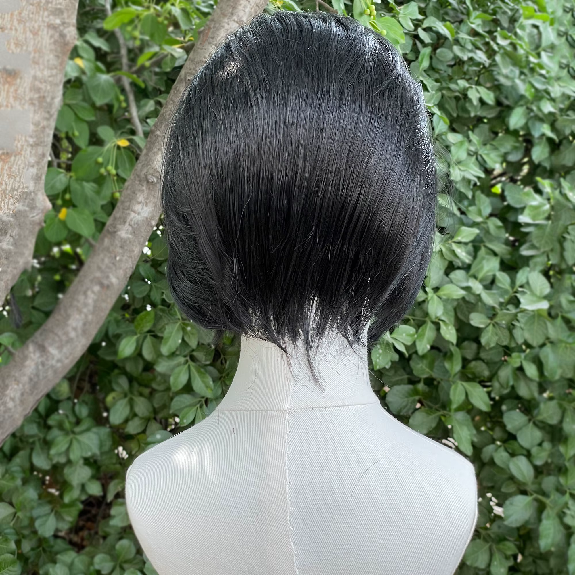 # Perruque Lace Front Wig synthétique courte noire de jais, perruque de Cosplay pour hommes et femme