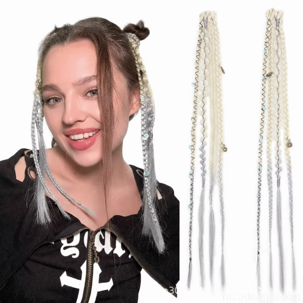 Extensions de cheveux synthétiques tressées à clipser Bohemia, faites à la main, 16 pouces, longues