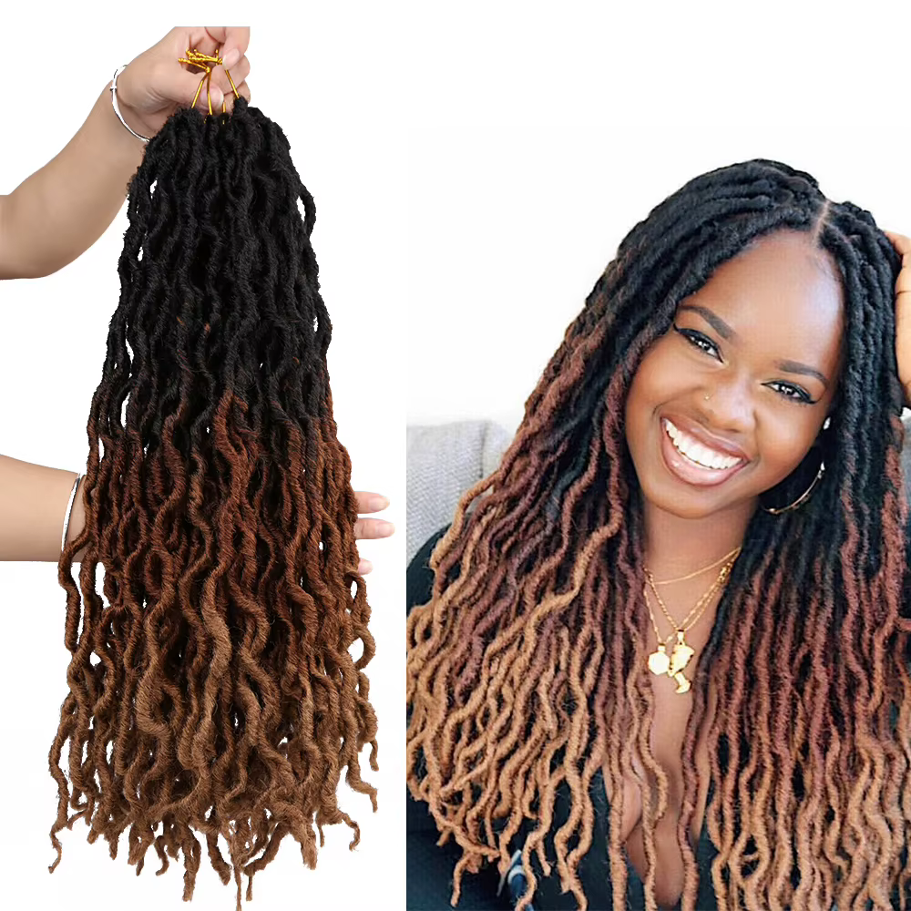Déesse Faux Locs Crochet cheveux doux bouclés Dreadlocks Extensions de cheveux synthétique tressage