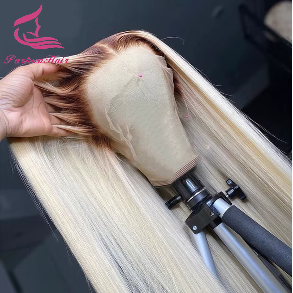 Perruque de cheveux humains de couleur Blonde 13x6 13x4 perruque avant de dentelle transparente pour