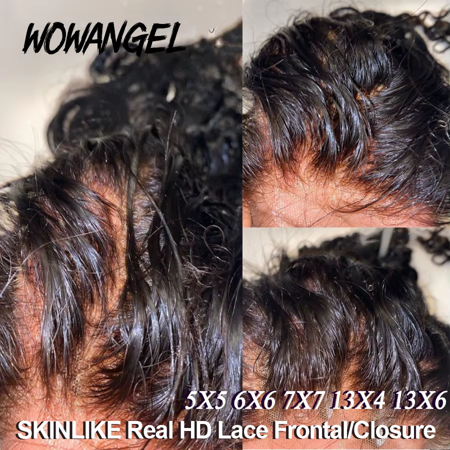 WOWANGEL –  Lace Frontal HD, cheveux lisses, 13x6, 13x4, 7x7, 6x6, 5x5, 100% Real HD Closure uniquem