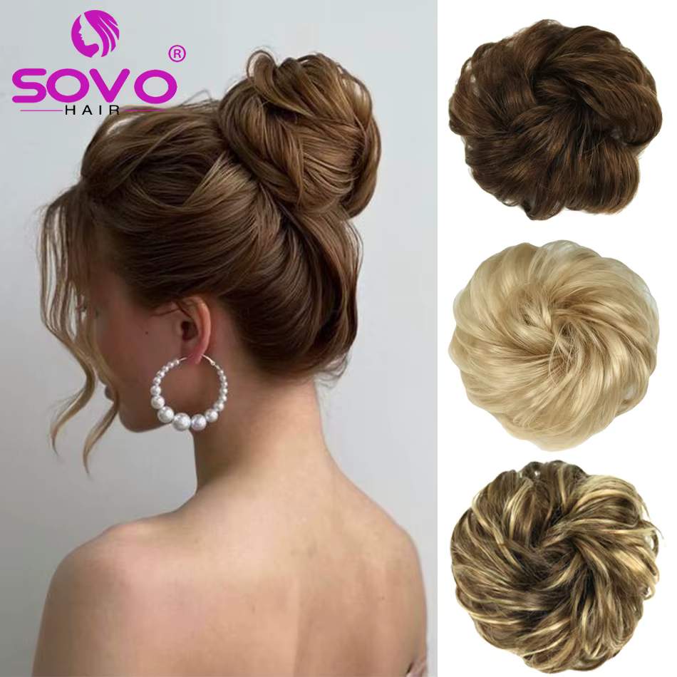 100% cheveux humains chignon vrais