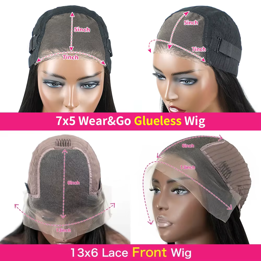 Wear And Go perruques de cheveux humains sans colle pré-épilées vague de corps brésilienne 13x6 HD dentelle frontale