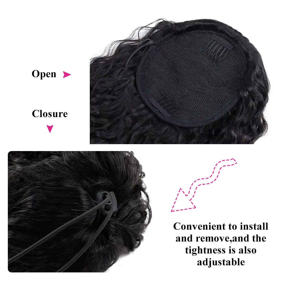 Extensions de queue de cheval bouclées de 26 pouces en cheveux humains