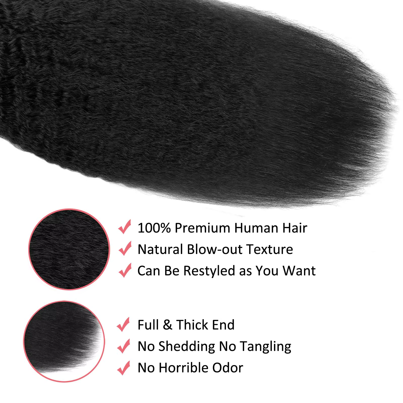 Extensions de cheveux à clipser de 18 pouces