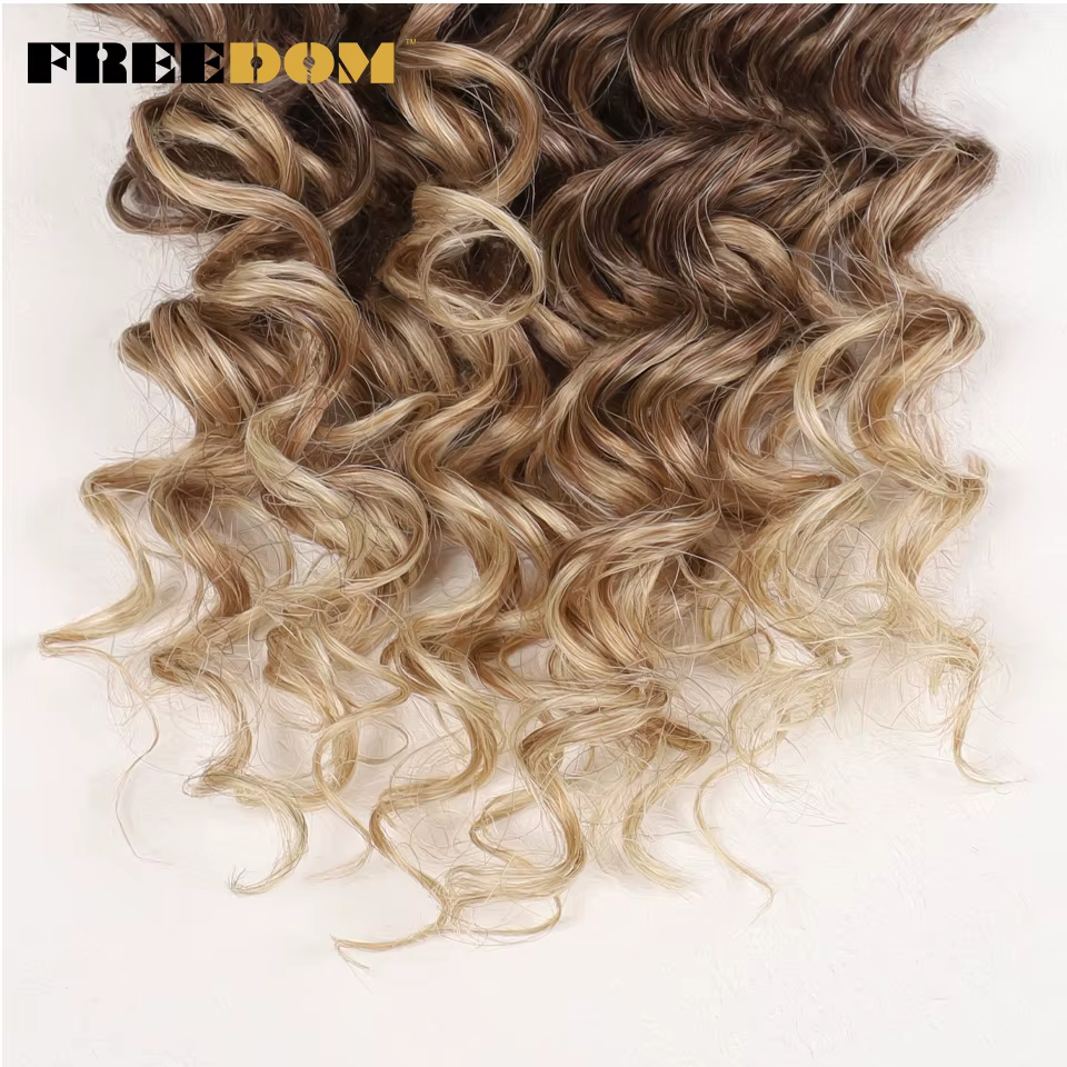 FREEDOM synthétique vague bouclée tressage Extensions de cheveux 12 pouces profond bouclés tresse