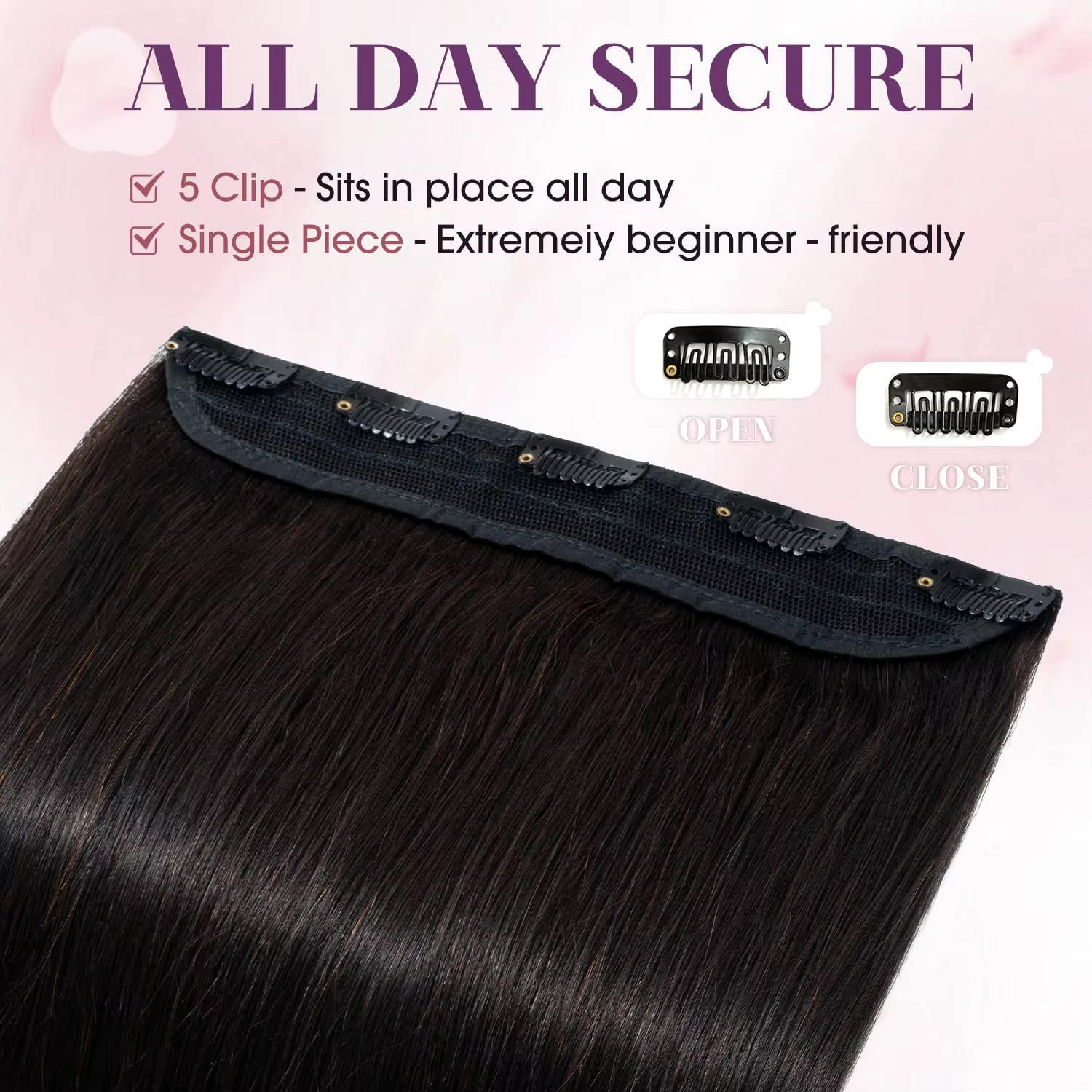 Clip dans les Extensions de cheveux humains 1 pièce 5 Clips 3/4 pince pleine tête sur Extension