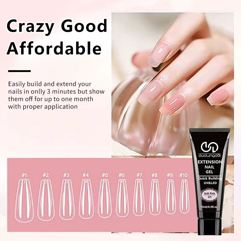 8 pièces/ensemble Poly Extension Gel ensemble Nail Art Polygels Kit clair blanc couleur ongles UV Gel pointe forme acrylique ongles Gel tranche brosse Kit