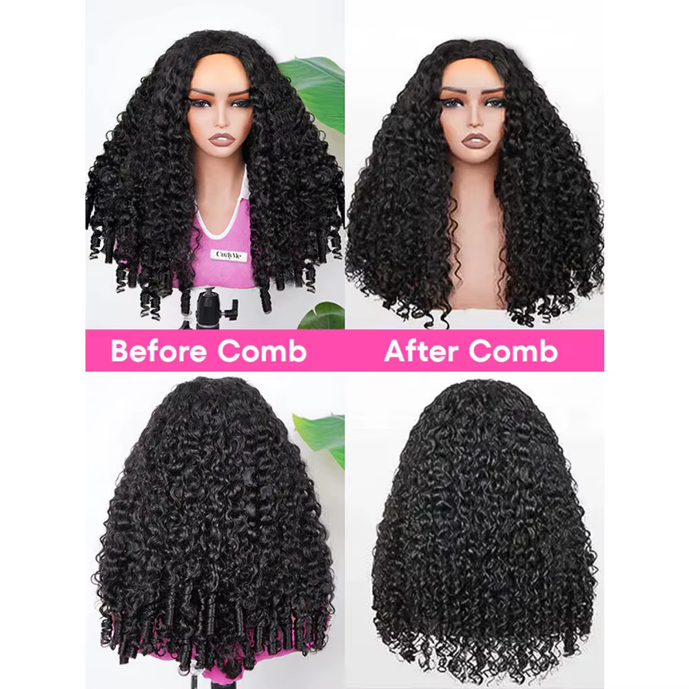 Perruque mi-courte bouclée vietnamienne birmane 250% sans colle