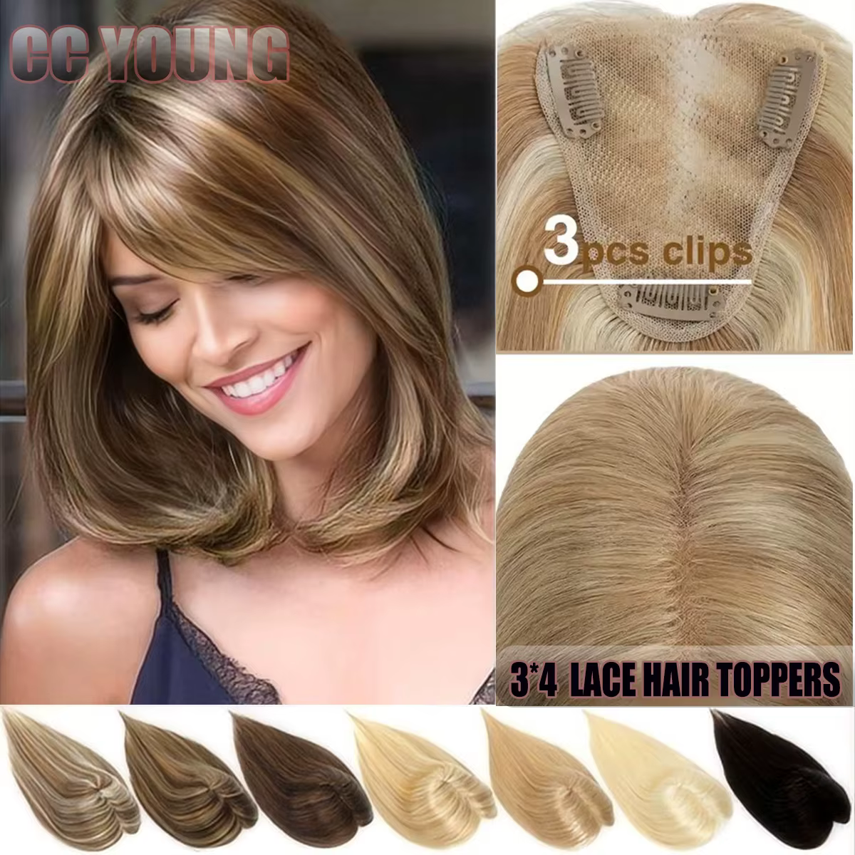 Topper en cheveux naturels pour femme : postiche élégant, facile à porter, volume et longueur instantanés