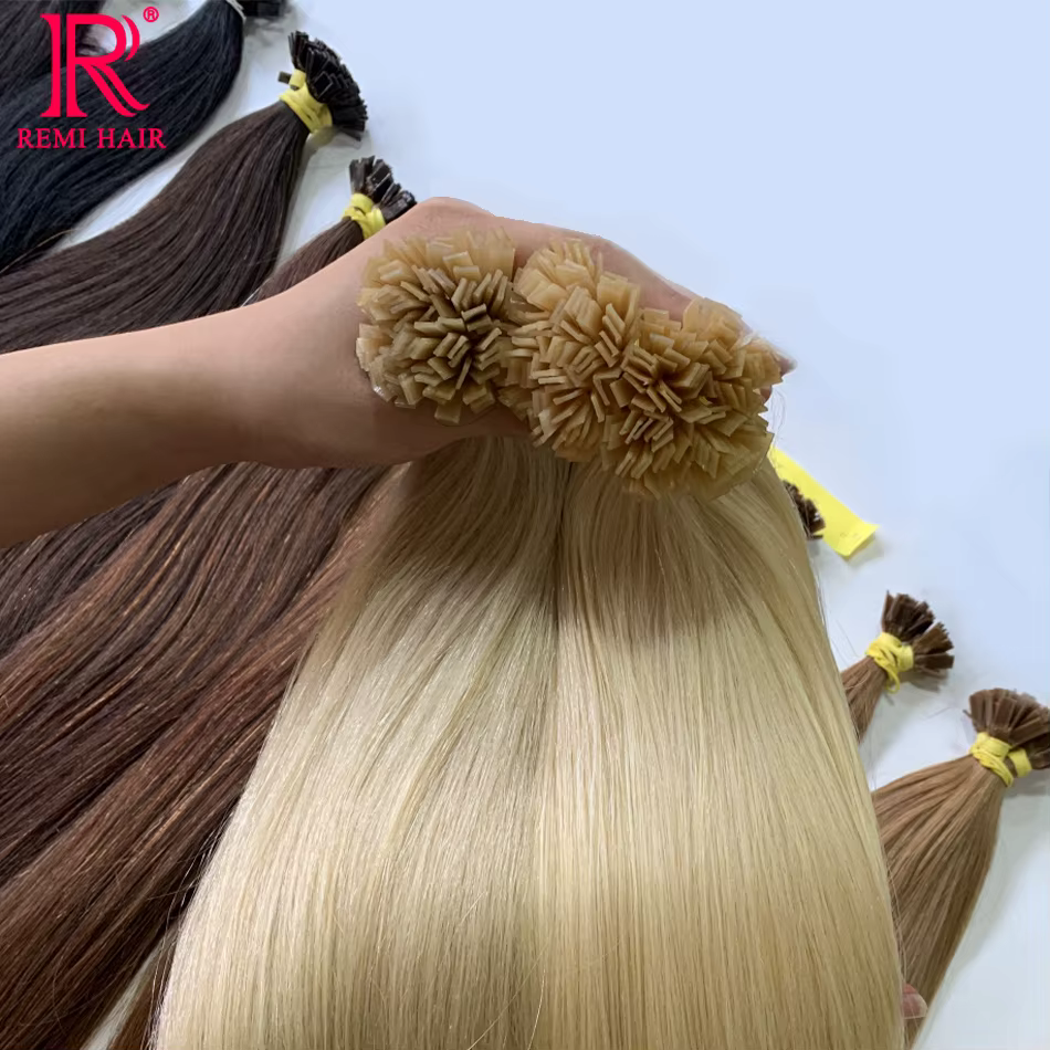 Extensions de cheveux naturels REMI à pointe plate en kératine