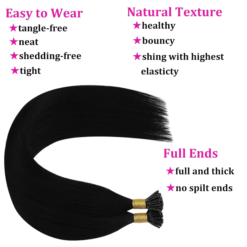 I Tip Extension de cheveux droite 100%
