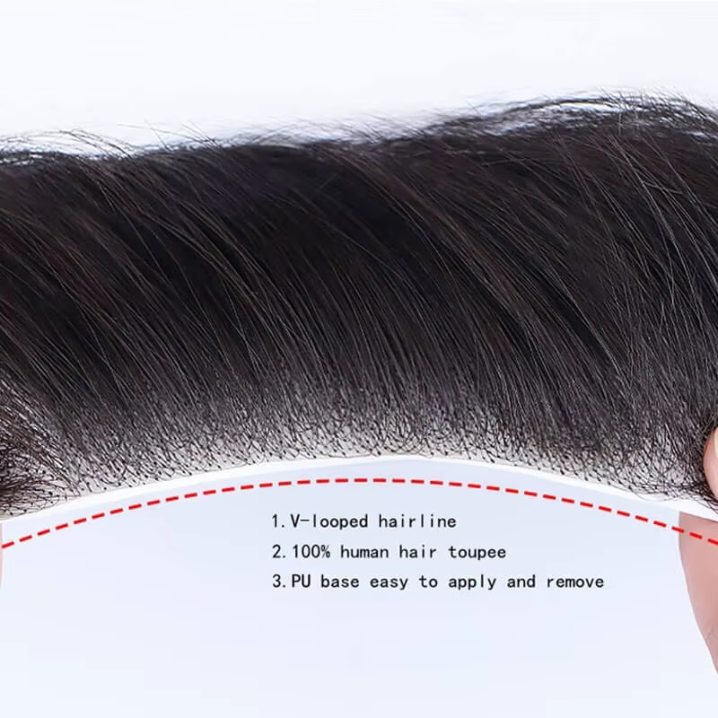 Perruque toupet de cheveux humains naturels