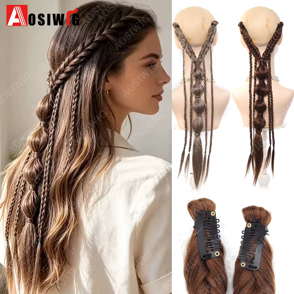Extensions de cheveux tressés synthétiques style elfe