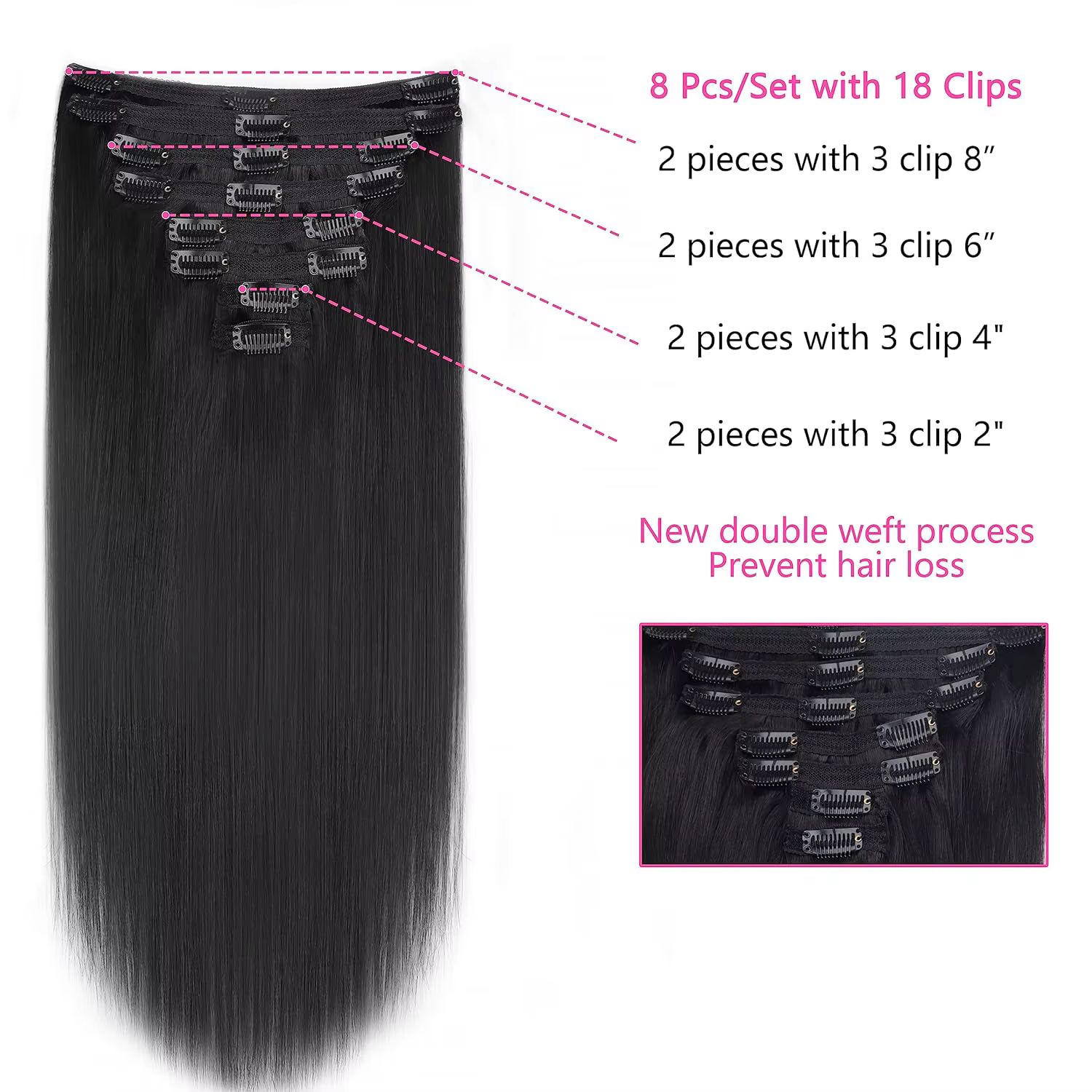 Extensions de cheveux à clipser