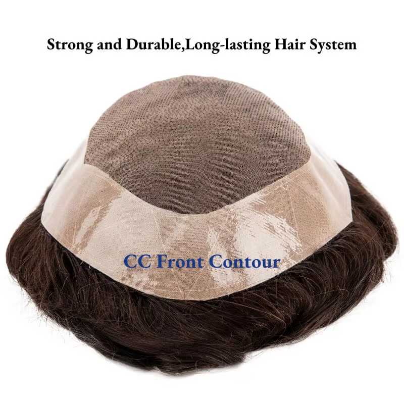 Hommes perruque naturel cheveux humains toupet Mono mâle