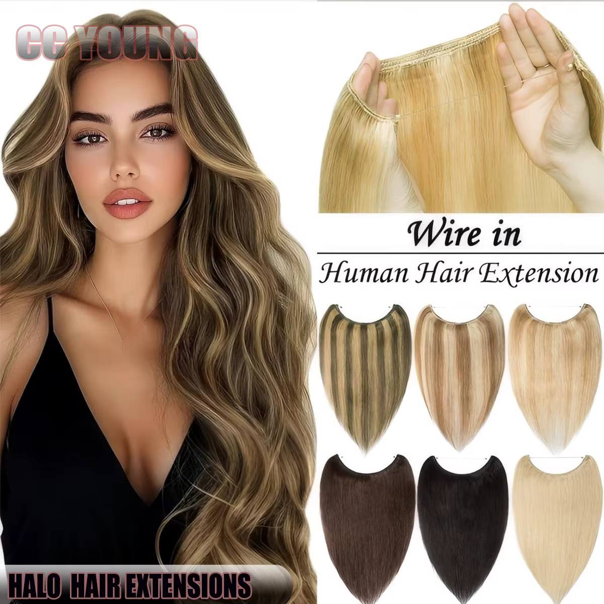 Extensions de cheveux Halo en cheveux humains véritables