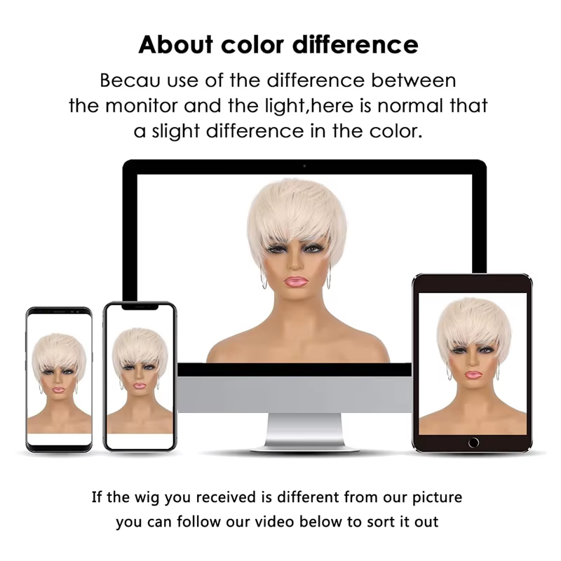 Perruques Pixie blondes platine pour dos femmes