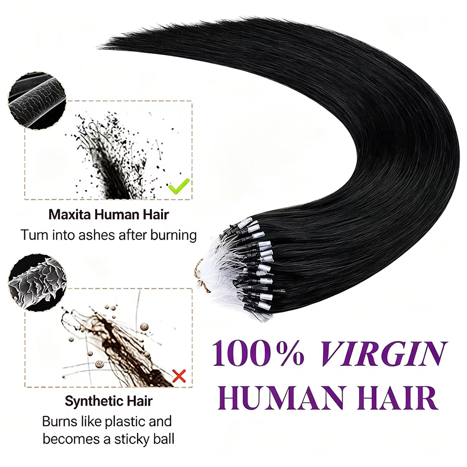 Extensions de cheveux humains Remy lisses à micro-boucles