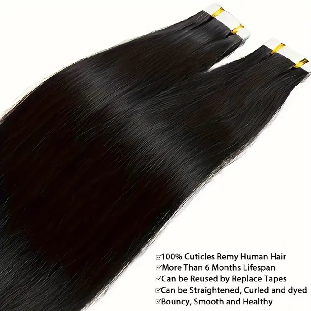Extensions de cheveux à bandes adhésives lisses 100%