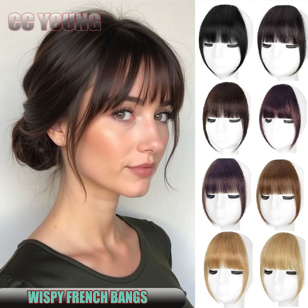 Wispy français frange de cheveux humains pince