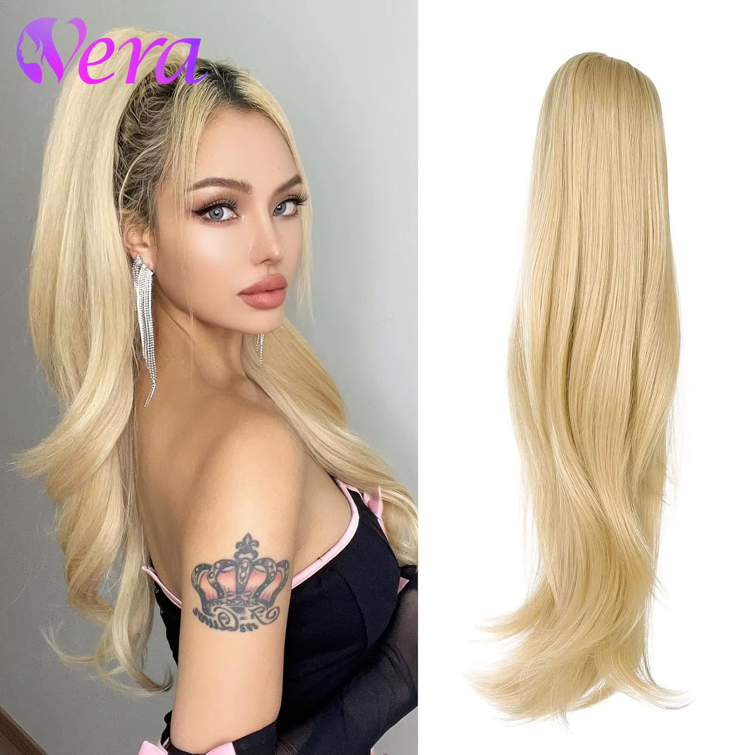 Extension queue de cheval cheveux humains 100G # 613 Blonde Remy