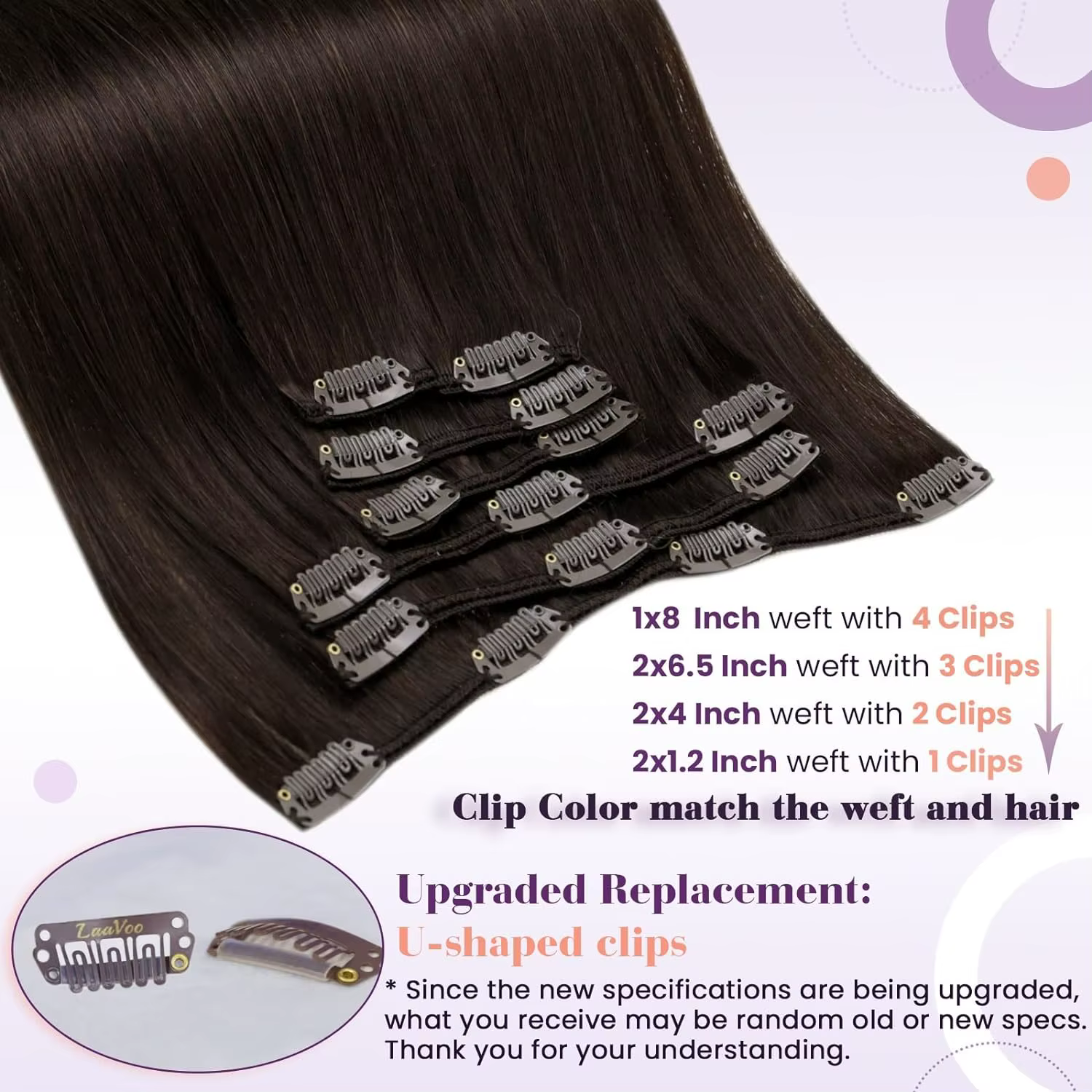 LaaTyo-Extensions de cheveux brésiliens Remy à clip