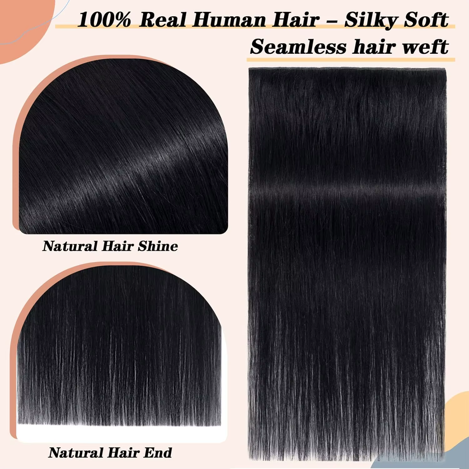 100% Clips brésiliens en une seule pièce Extension de cheveux naturel droit Remy