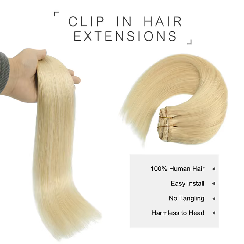 # 613 Clips dans les Extensions de cheveux couleur