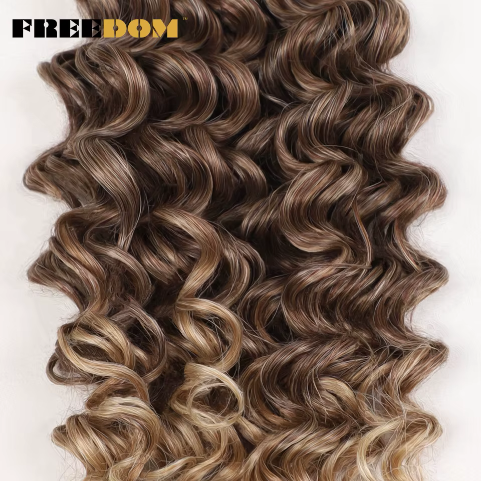 FREEDOM synthétique vague bouclée tressage Extensions de cheveux 12 pouces profond bouclés tresse