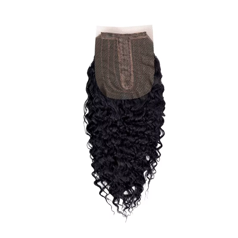 Lot de 4 mèches de cheveux synthétiques bouclés crépus avec closure 4x4