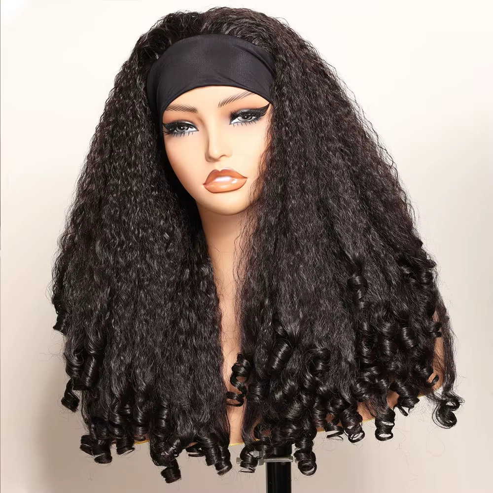 Perruques bandeau en cheveux humains sans colle