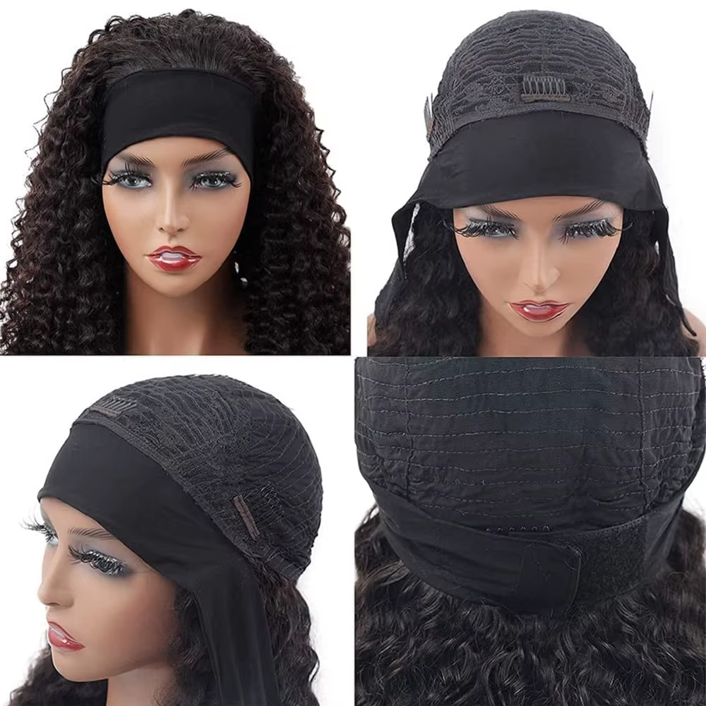Bandeau perruque cheveux humains crépus bouclés sans colle