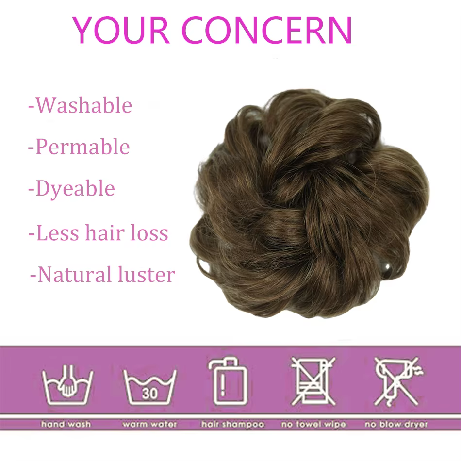 100% cheveux humains chignon vrais