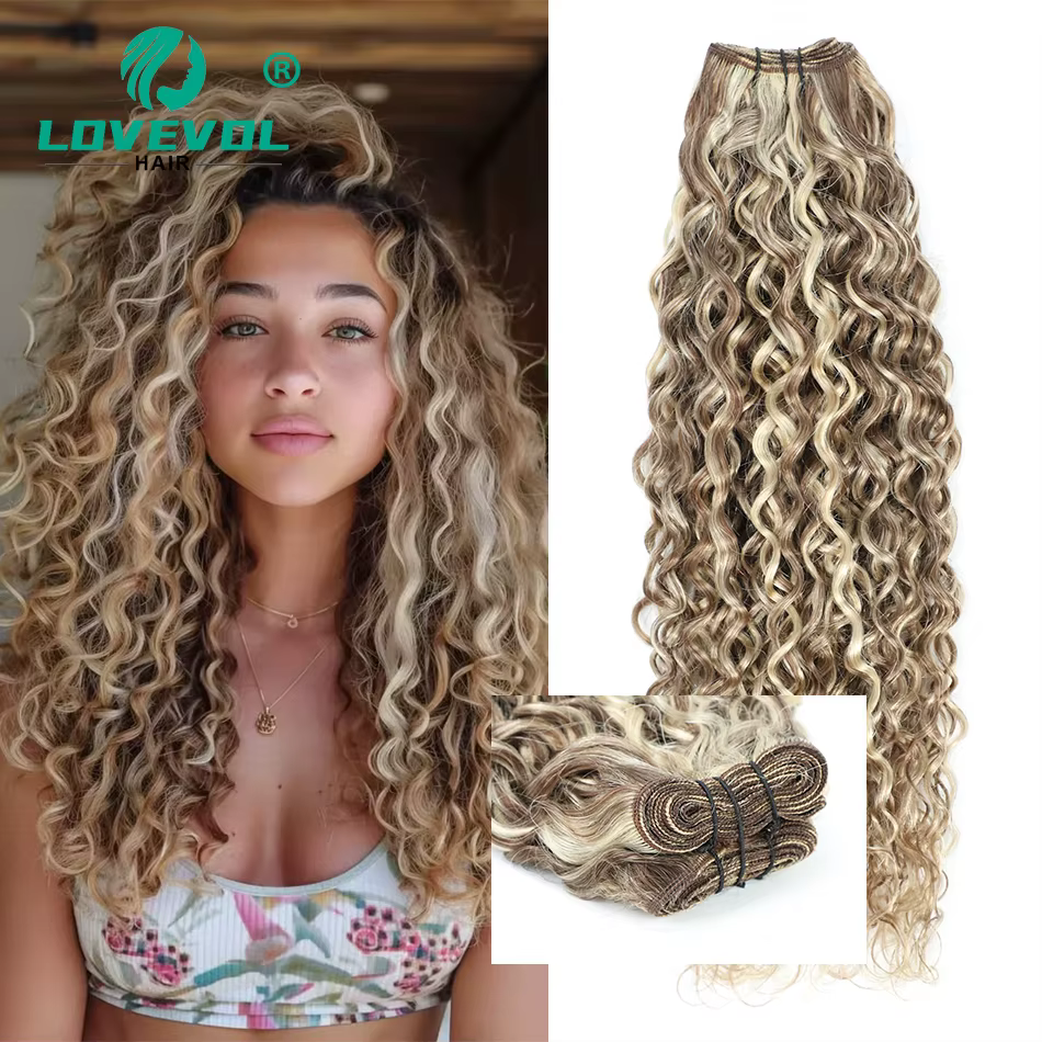 Lovevol vague d'eau cheveux humains Bundle mettre en évidence P6/613 Extensions