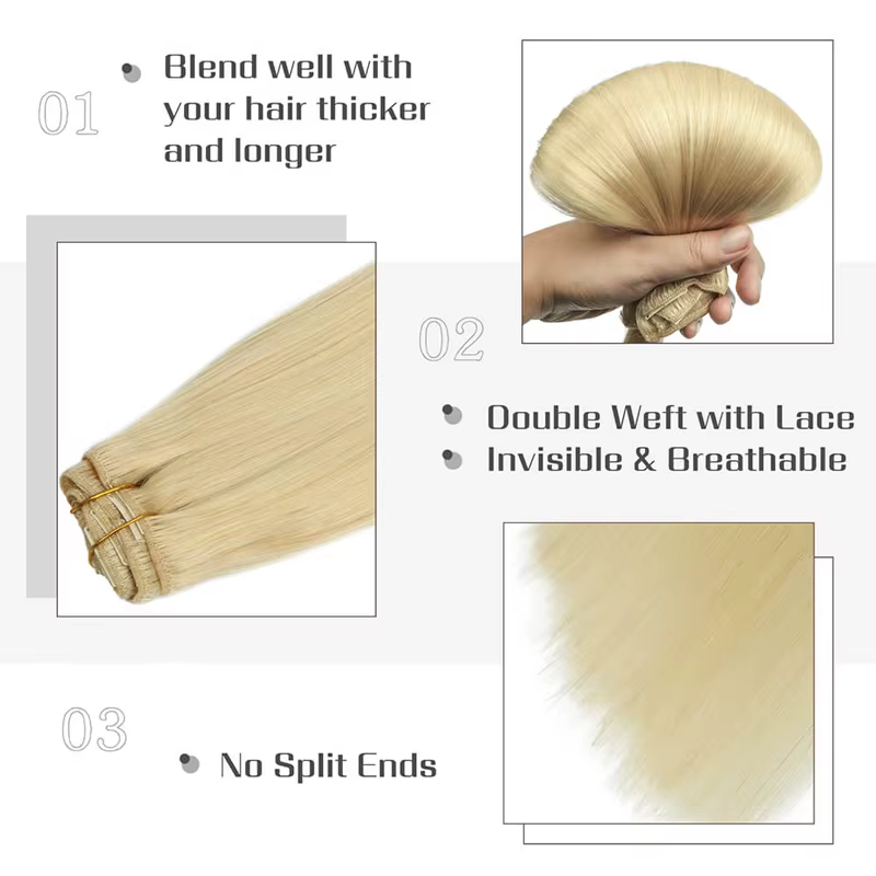 # 613 Clips dans les Extensions de cheveux couleur