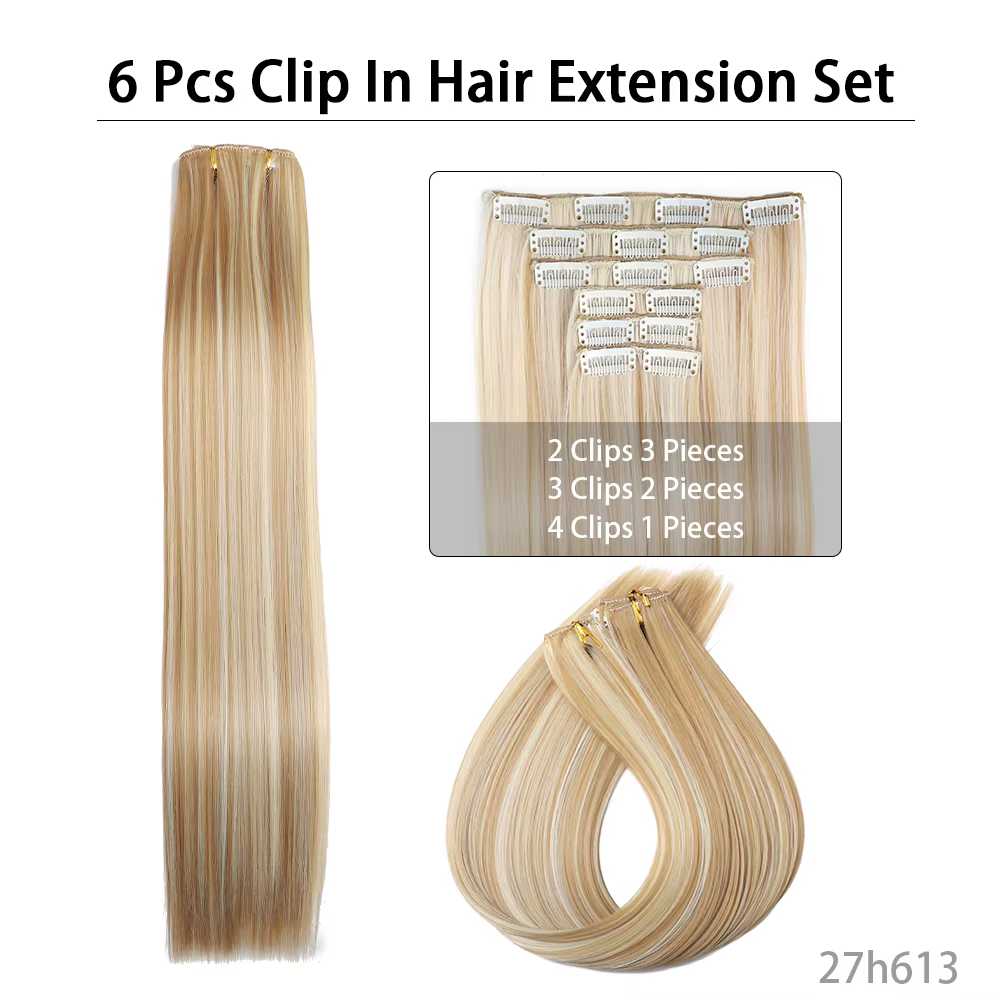 Extensions de Cheveux Synthétiques Longs et Lisses