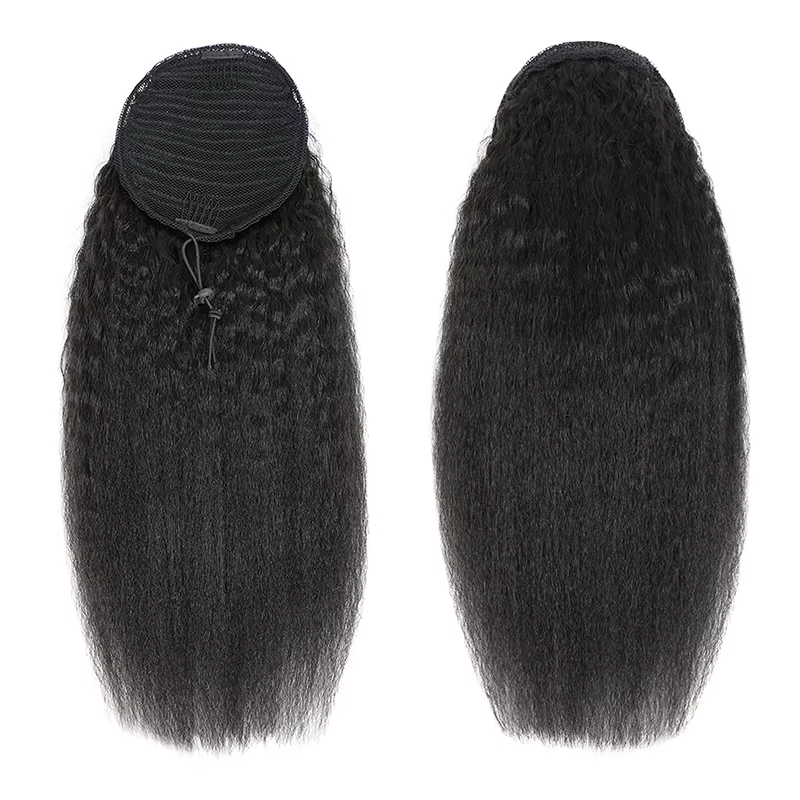 Extension de cheveux humains queue de cheval droite crépue 100%