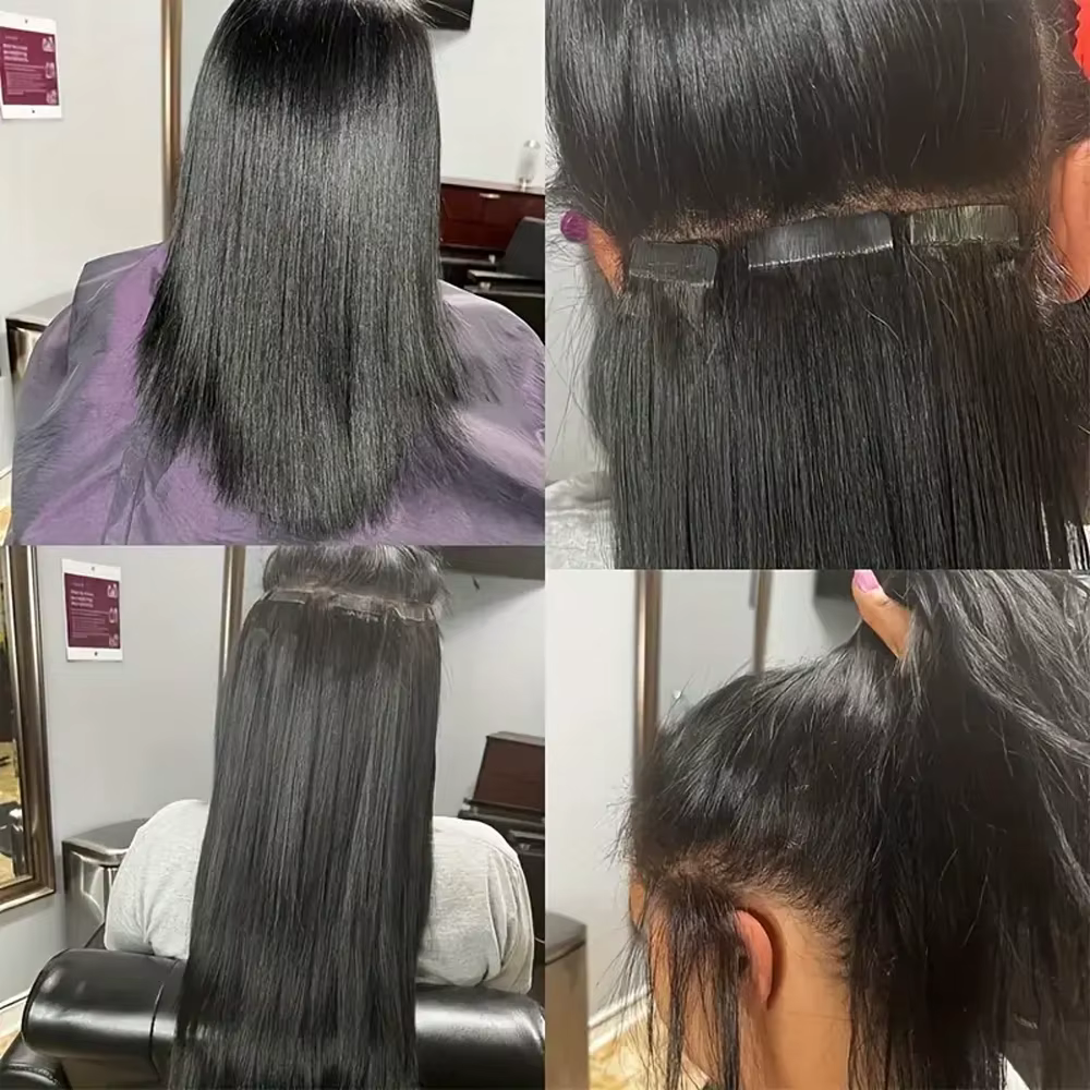 Extensions de cheveux à bandes adhésives lisses 100%
