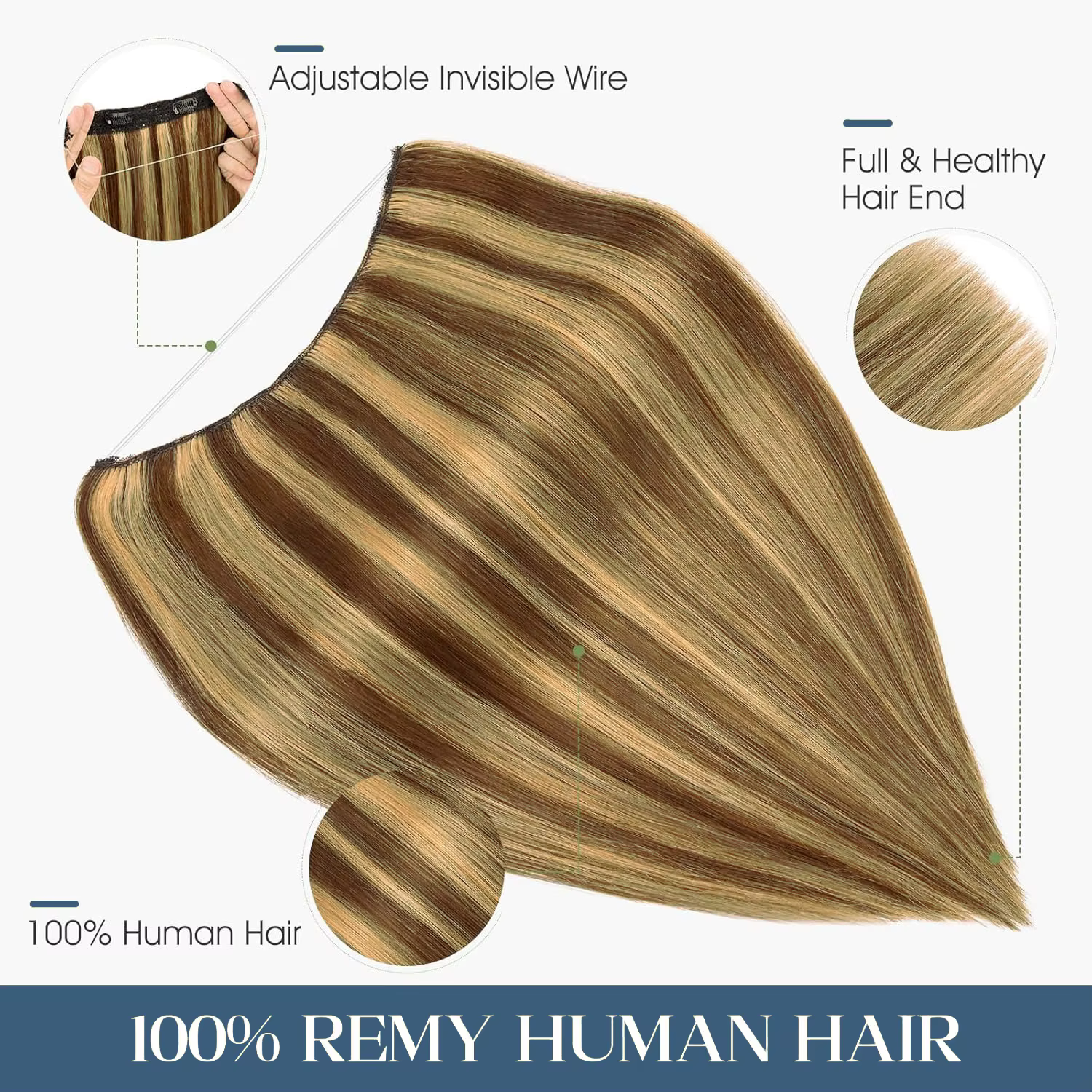 Extensions de cheveux Halo en cheveux humains véritables
