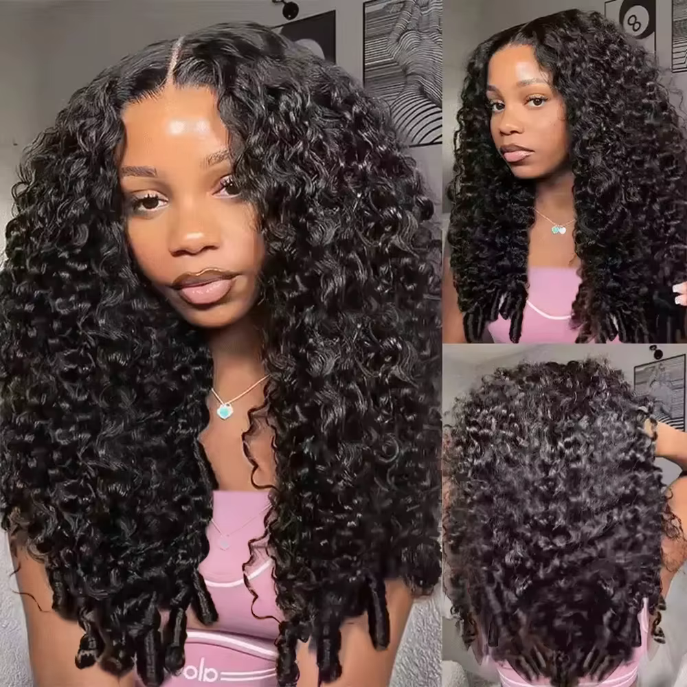 Perruque bouclée birmane 13x4 Deep Water Wave pré-épilée