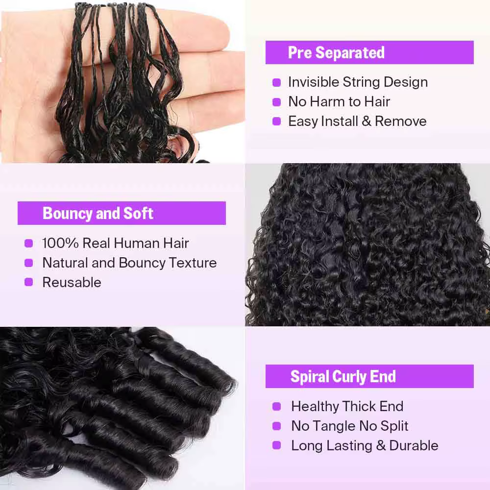 Extensions de cheveux humains bouclés Mégalook Burmese Curly au crochet