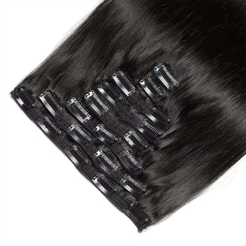 Clip droit dans l'extension de cheveux