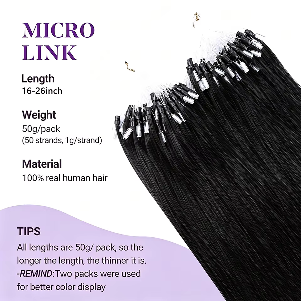Extensions de cheveux humains Remy lisses à micro-boucles